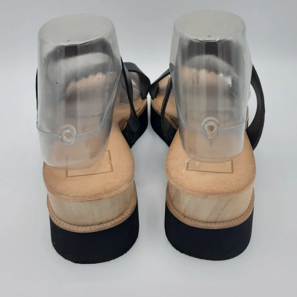 Dolce Vita Black Croc Embossed Double Strap Slip-On Sandal.